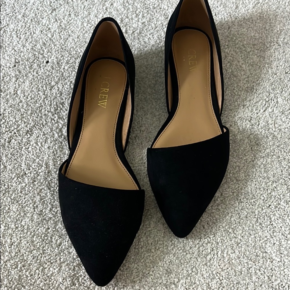 J. Crew Black Suede Flats Elegant D'Orsay Design